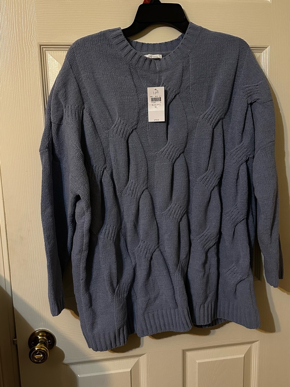 Blue Cable Knit Sweater - Classic Crewneck